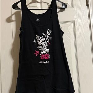 Disney Black Tank Top with Pink and White Graphic